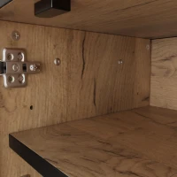 Mobile TV basso con 4 ripiani e 7 piedini, 160x36.5x45 cm, Color legno e Nero(m-12)