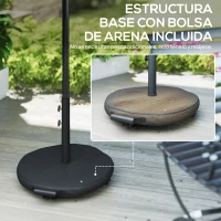 Outsunny Sombrilla Terraza Exterior 3x3m con Base Bolsa de Arena Manivela Inclinación Costillas Retráctiles Gris Oscuro(m-4)