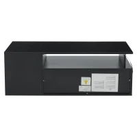 Tavolino da salotto a LED a 2 cassetti con ripiani semiaperti, 100x50x35 cm, Nero(m-9)