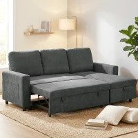 HOMCOM Pull Out Sofa Bed with 113 x 49cm storage space - Charcoal Grey(m-10)