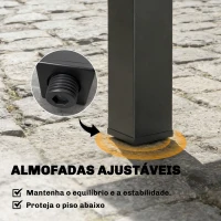 Outsunny Mesa de Jantar Exterior Extensível 80/160 cm para 4-6 Pessoas de Alumínio com Tampo de Ripas Efeito Madeira Preto(m-7)