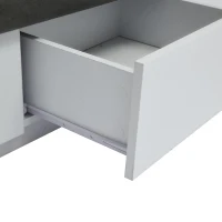 Mobile TV basso LED con illuminazione RGB, effetto marmo e ripiani in vetro, 180x40x45 cm, Grigio e Bianco(m-10)