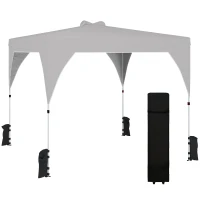 Outsunny Tenda Dobrável 3x3 m Pop-up Tenda de Jardim com Bloqueio Central UPF50+ Altura Ajustável 3 Níveis Bolsa de Transporte Cinza(m-10)