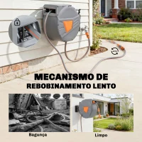 Outsunny Carretel de Mangueira para Jardim 30+2 m com Bocal de 2 Modos Bloqueio Automático e Retracção Orientável 180° Laranja(m-5)