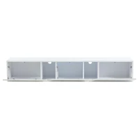 Mobile TV montato a parete con striscia LED, design sospeso, 180x35x30 cm, Bianco(m-6)