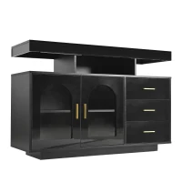 Madia LED con illuminazione RGB, 3 cassetti, 120x40x80 cm, Nero(m-7)