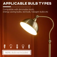 HOMCOM Lampa podłogowa w designie vintage, regulowany kąt, efekt mosiądzu, 42 cm x 25,5 cm x 152 cm, Brązowy(m-7)