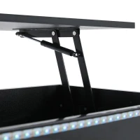 Tavolino da salotto regolabile in altezza con illuminazione LED, sollevamento idraulico e spazio a scomparsa, 96x45x40 cm, Nero(m-10)
