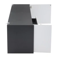 Mobile TV basso a LED con 2 cassetti e ante a ribalta, 180x40x45 cm, Bianco e Nero(m-8)