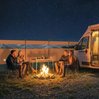 Outsunny Camping Windbreaker with Clear Windows and Steel Poles, for Beach Caravan Campervan, 725 x 140cm, Orange(m-9)