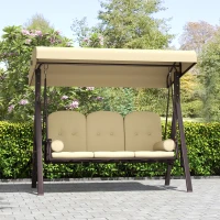 Outsunny Three-Seater Garden Swing Chair - Brown(m-9)