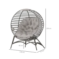 Outsunny Egg Chair with Cushion & Side Pocket - Light Grey(m-3)