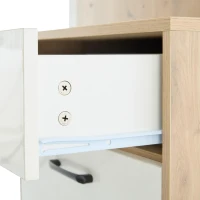 Mobile guardaroba con specchio e panca portascarpe, cassetto, 2 ante ribaltabili e 2 ripiani semiaperti, 100x38.5x190 cm, Bianco e Color legno(m-11)