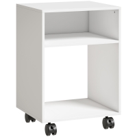 HOMCOM Mueble para Impresora de Madera con Ruedas con Freno y 2 Compartimentos Abiertos, 40x35x55 cm, para Oficina y Estudio, Blanco