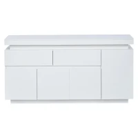 Mobile credenza a LED con 2 cassetti e 4 ante, 140x35x72.5 cm, Bianco(m-2)