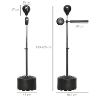 SPORTNOW Adjustable Speed Bag, Boxing Bag, with Stand, Reflex Bar, Punching Pad, Black(m-3)