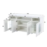 Madia per soggiorno, vano di appoggio semi-aperto, 140L x 40P x 70A cm, Bianco(m-3)