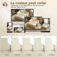 HOMCOM Canapé convertible 2 places 3 en 1, canapé-lit clic clac en chenille avec dossier réglable, porte-gobelets, beige(m-8)