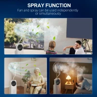 HOMCOM 135cm Pedestal Fan with Water Mist Spray Humidifying Misting Fan, White(m-6)