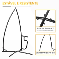 Outsunny Suporte para cadeira suspensa Suporte giratório de 190 cm com mesa lateral carga máx.120kg Estrutura metálica para jardim de pátio Preto(m-4)