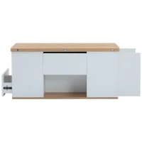 Tavolino multifunzione 2 in 1 regolabile in altezza con piano ribaltabile e vano portaoggetti, 100x51x47 cm, Bianco(m-6)