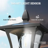 Outsunny Solarna lampa ogrodowa, odporna na warunki atmosferyczne, wysokość 160 cm, LED, 10 godz. oświetlenia, IP44, zewnętrzna, Czarna(m-5)