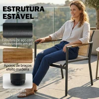 Outsunny Conjunto de Jardim Exterior com Sofá de 2 Lugares 2 Poltronas e Mesa com Tampo Metálico Assentos Respiráveis Creme(m-6)