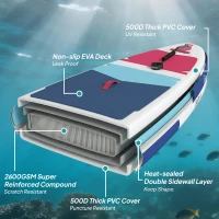 Outsunny Inflatable Stand Up Paddle Board, 305x89x15cm Extra-Wide SUP with Non-Slip EVA Deck, Adj Aluminum Paddle(m-4)