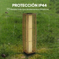 Outsunny Linterna de Jardín de Ratán Farola Solar Exterior con Luces LED Encendido y Apagado Automático Impermeable IP44 Arena(m-7)