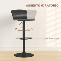 HOMCOM Conjunto de 4 Bancos Altos de Cozinha Giratória com Encosto e Altura Ajustável Carga 120 kg para Bar Sala de Estar Preto(m-4)