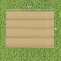 Outsunny Retractable Pergola Canopy Only, 3.92 x 3.5 m, UV30+ Replacement Canopy Cover for 4 x 3 m Pergola, Khaki(m-3)