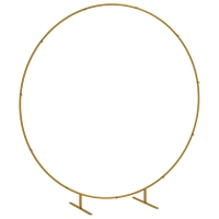 Outsunny 222cm Gold Tone Backdrop Stand, Round Metal Wedding Arch for Birthday Party, Bridal Shower, Graduation, Ceremony