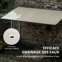 Outsunny Pergola de jardin, pergola adossée tonnelle de jardin avec structure métallique et trous de drainage, 3 x 2 m, crème(m-6)