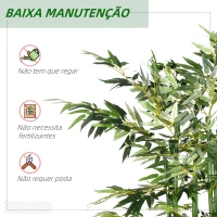 HOMCOM Conjunto de 2 Plantas Artificiais em Vaso de Madeira de Pinho 180cm Bambus Artificiais com 1640 Folhas Realistas 35x10x180 cm Verde(m-6)
