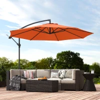 Outsunny 3 m Overhanging Cantilever Parasol, with Cross Base - Orange(m-2)