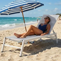 Outsunny Sdraio Imbottita con Schienale a 6 Posizioni, Telaio Alluminio, Capacità 120 Kg, Grigio Chiaro(m-9)