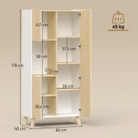 HOMCOM 170 cm keukenkast, moderne kast met open vak, verstelbare planken, natuurhout-look(m-3)