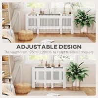 Rozkładana osłona na grzejnik z półką, lamelowa, biała(m-4)