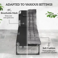 Outsunny Folding Sun Loungers for Garden Set of 2, 5-Position Oversized Camping Bed Recliner with Cushions, Dark Grey(m-5)