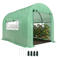 Outsunny 300 x 200cm Walk-In Polytunnel Greenhouse - Green(m-10)