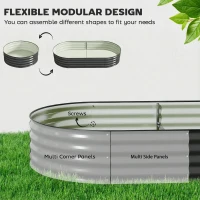 Outsunny Galvanised Raised Garden Bed, Metal Planter Box with Safety Edging, for Flowers, Herbs, Succulents, Dark Grey(m-4)