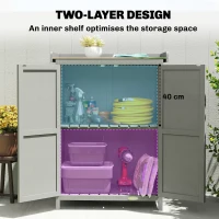 Outsunny Wooden Garden Shed, Garden Tool Storage Shed with Shelf and Side Hooks, 71.5 x 39 x 95 cm, Grey(m-6)