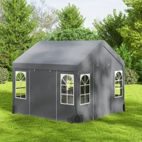 Outsunny 3 x 3 m Party Tent, Outdoor Canopy Tent Shelter with Removable Sidewalls, 4 Zipped Doors, for Parties, Wedding, Grey(m-8)
