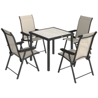 Outsunny 5pc Outdoor Dining Set with Table & Chairs, Brown