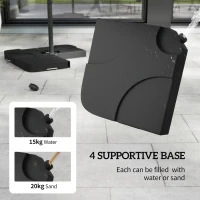 Outsunny 3m Overhanging Parasol, with Base, Weights and Cover - Black(m-8)