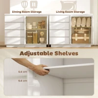 HOMCOM Szafka Bufetowa, Szafka Boczna z 4 Szufladami, 2 Drzwiami Szklanymi, Nowoczesny Design, MDF, Biała(m-6)