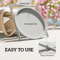 Outsunny Steel Removable Tray Top Garden Table - White(m-4)