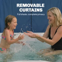 Outsunny 3 x 4 m Outdoor Garden Gazebo with Netting and Curtains, UPF50+ Patio Gazebo Permanent Pavilion Canopy, Dark Blue(m-5)