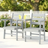 Outsunny Outdoor Garden Loveseat, Embossed Wooden Jack and Jill Garden Seat with Integrated Table, Grey(m-9)