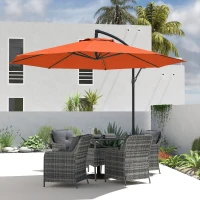 Outsunny 3 m Overhanging Cantilever Parasol, with Cross Base - Orange(m-9)